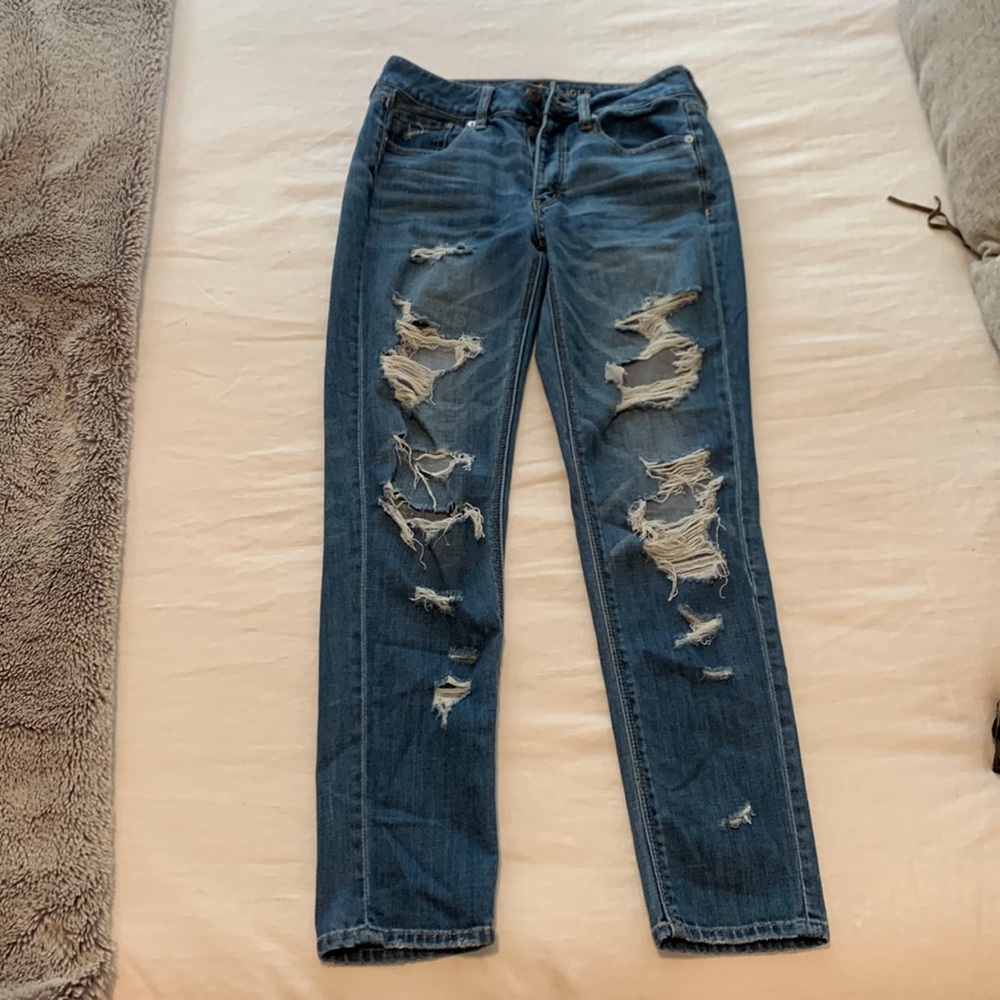 Ripped blue jeans